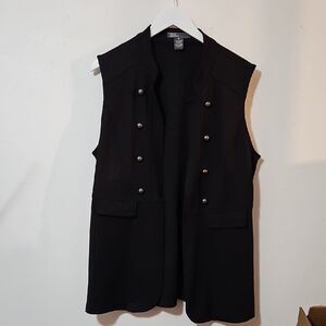 89th & Madison Black Vest with Button Accents